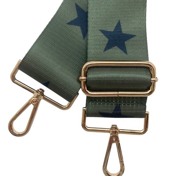 Army Green with Black Stars Adjustable Crossbody Bag Purse Guitar Strap - Picture 1 of 2